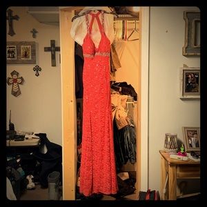 Coral lace dress